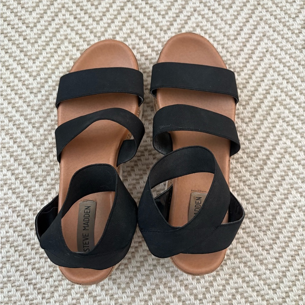Steve Madden Black Strappy Platform Sandals